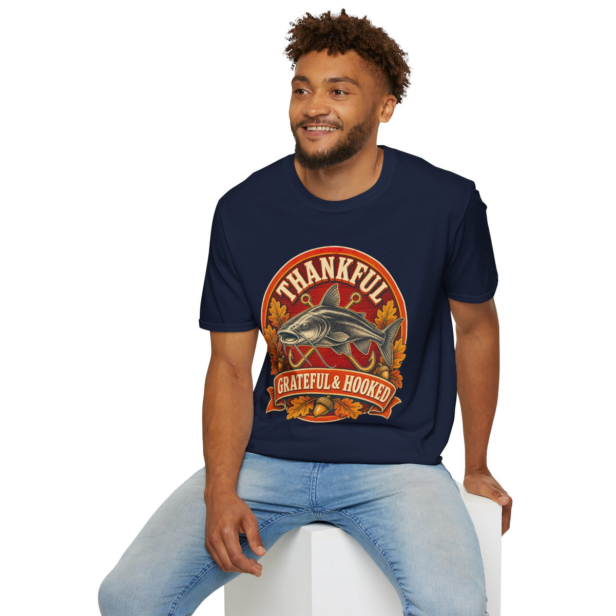 Thankful Grateful & Hooked Fishing T-Shirt