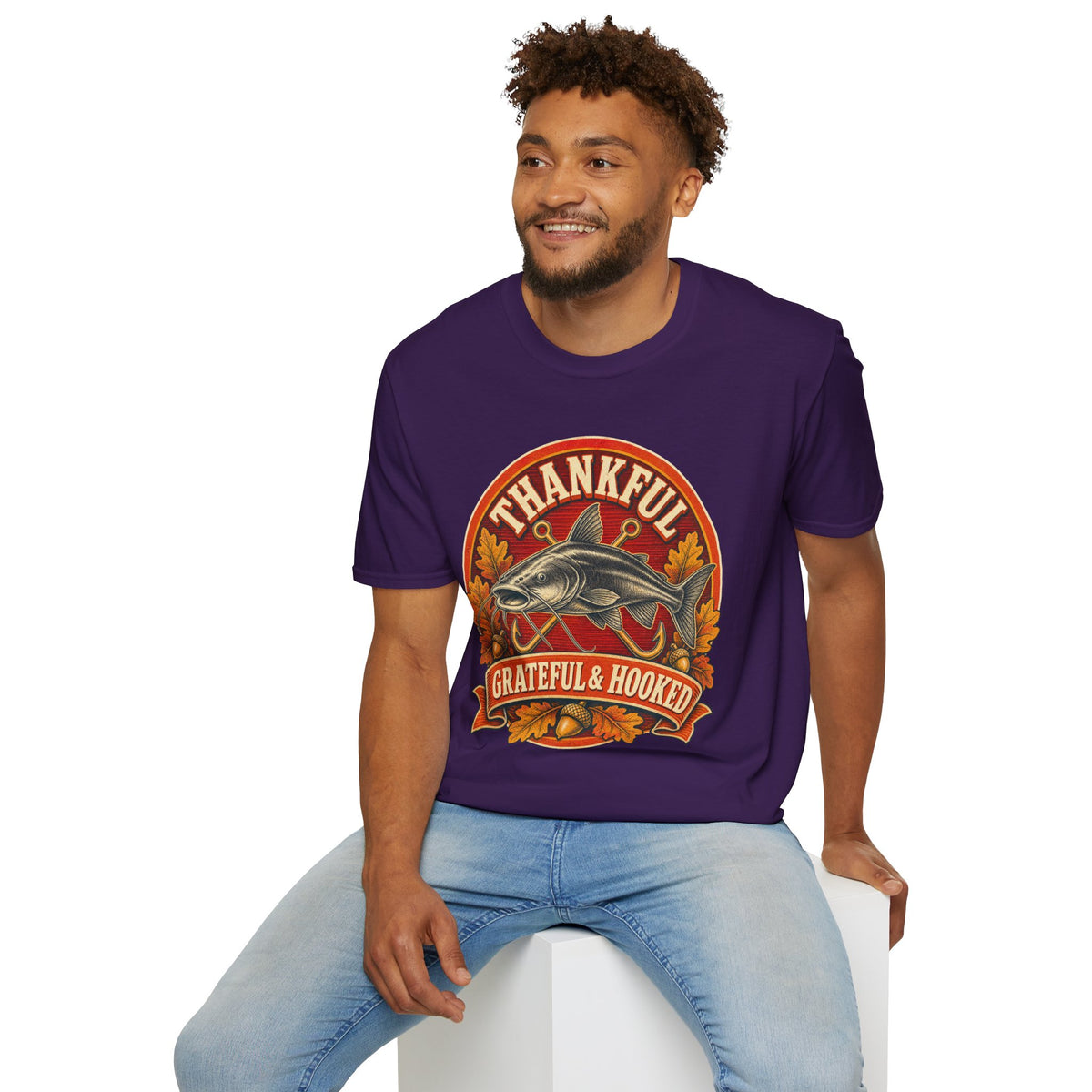 Thankful Grateful & Hooked Fishing T-Shirt