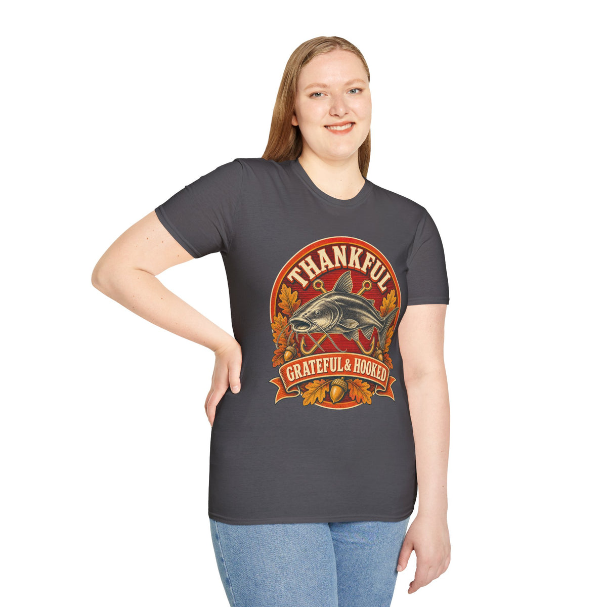 Thankful Grateful & Hooked Fishing T-Shirt