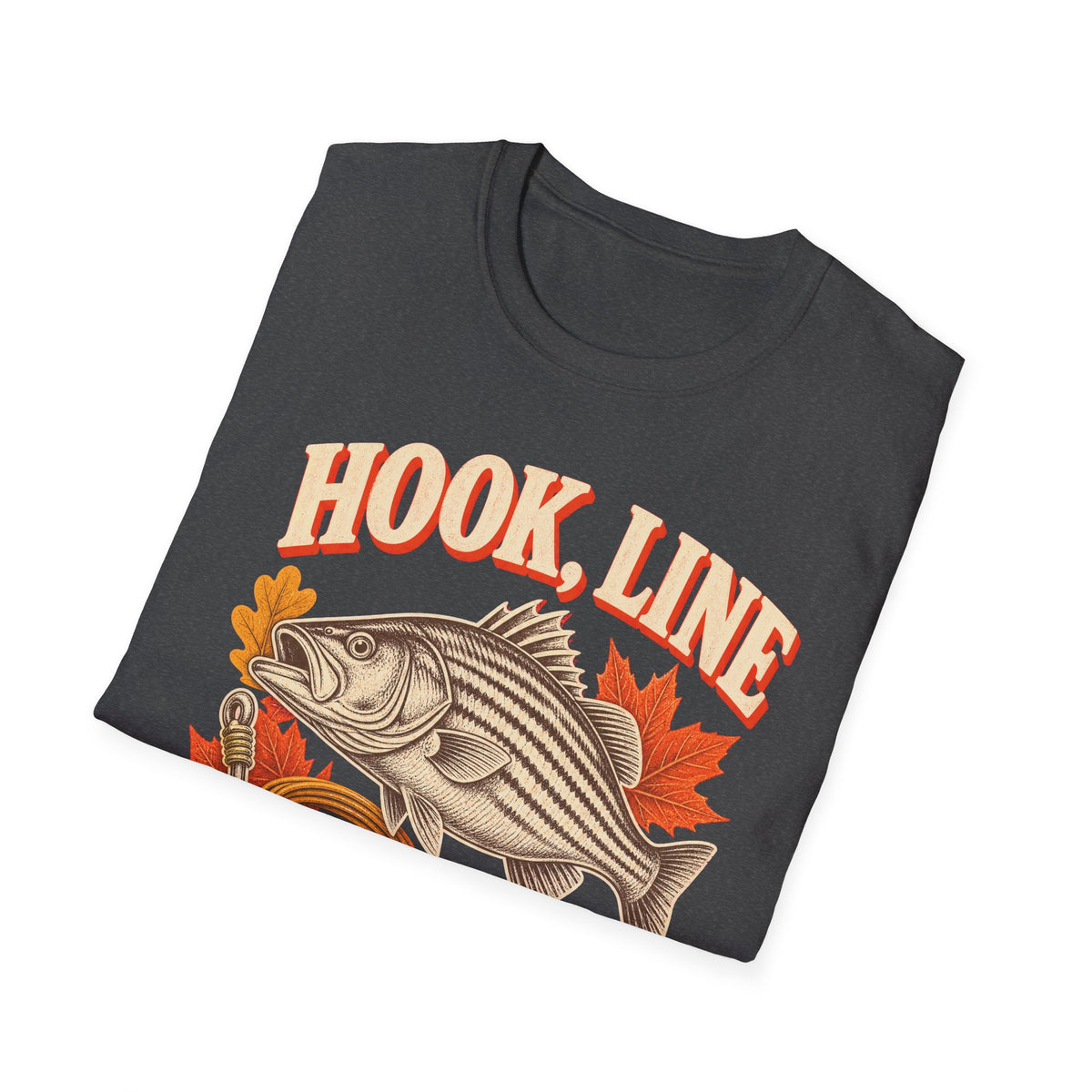 Hook, Line & Thankful Fishing Thanksgiving T-Shirt