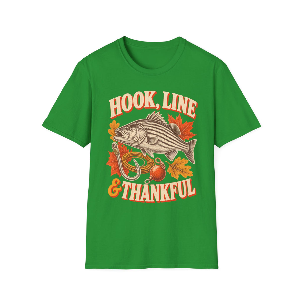Hook, Line & Thankful Fishing Thanksgiving T-Shirt