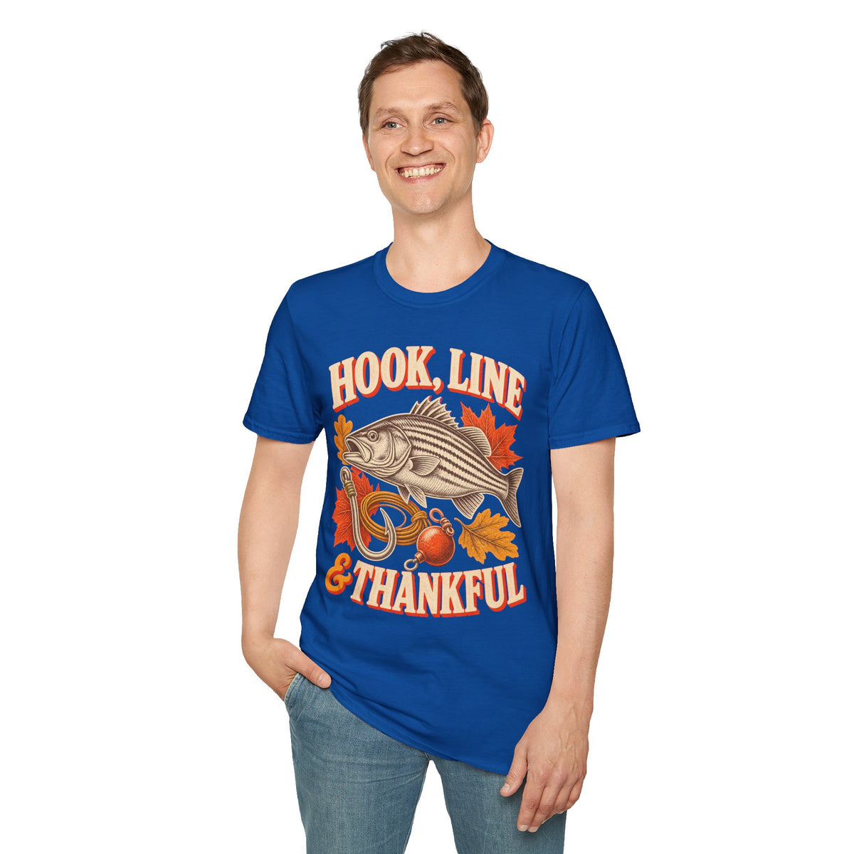 Hook, Line & Thankful Fishing Thanksgiving T-Shirt