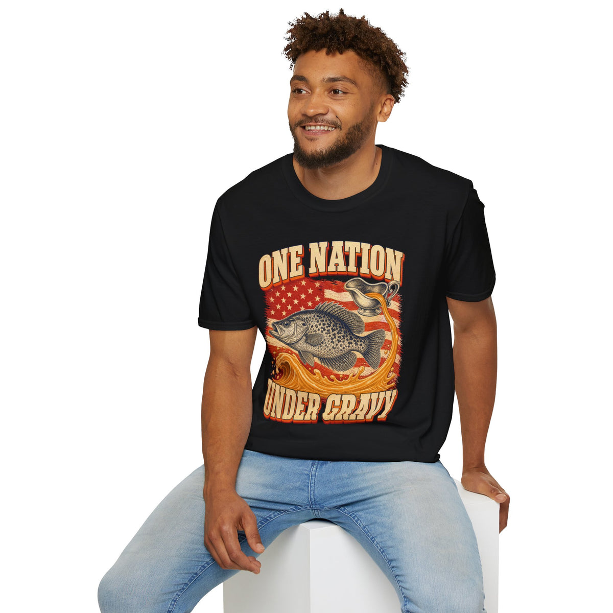 One Nation Under Gravy Funny Fish Thanksgiving T-Shirt