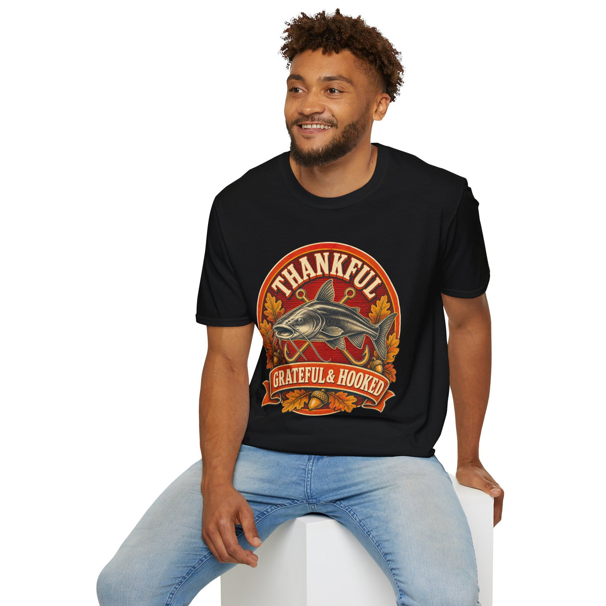 Thankful Grateful & Hooked Fishing T-Shirt