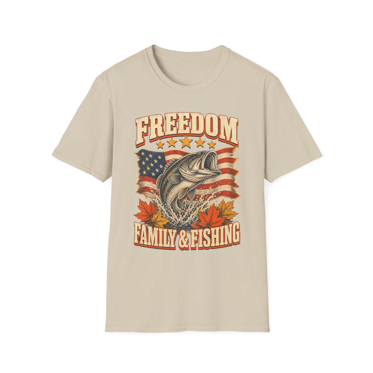 Freedom Family & Fishing American Flag T-Shirt