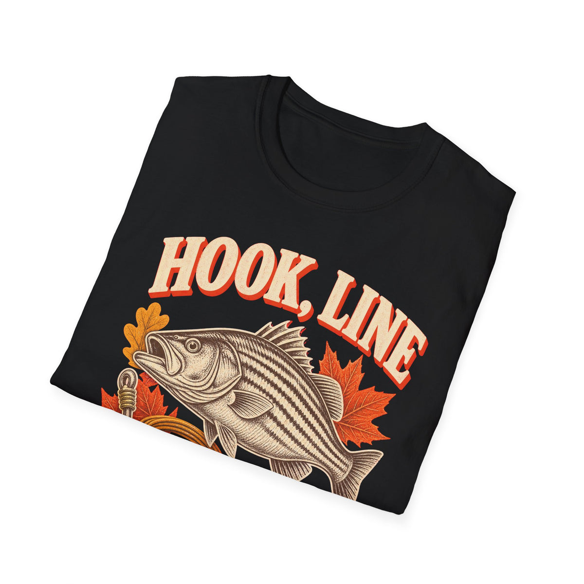 Hook, Line & Thankful Fishing Thanksgiving T-Shirt