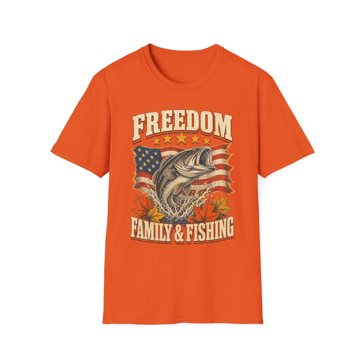 Freedom Family & Fishing American Flag T-Shirt