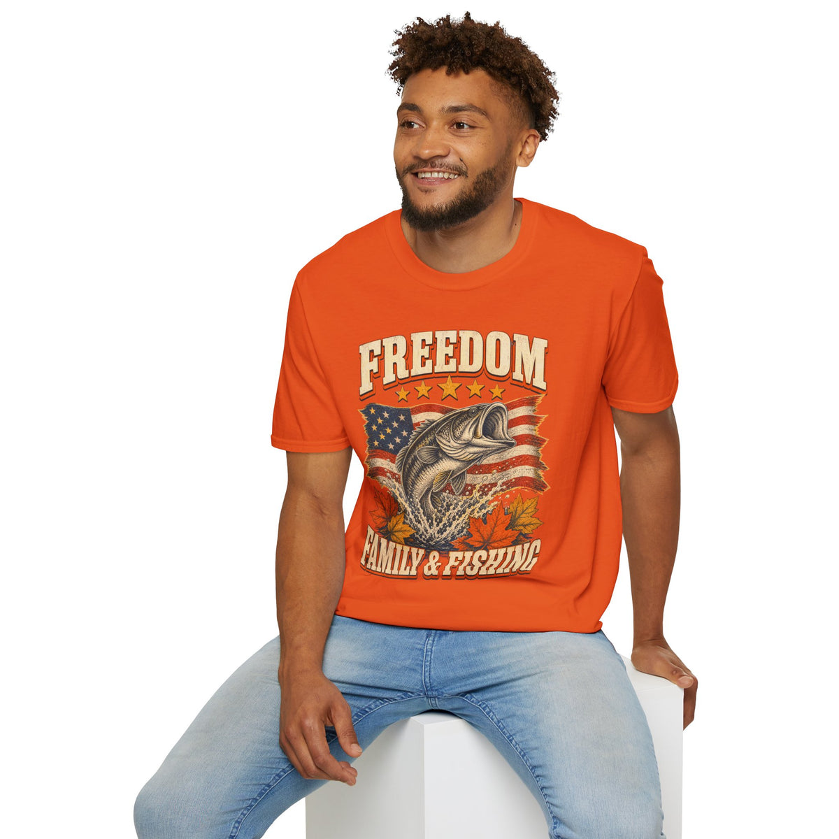 Freedom Family & Fishing American Flag T-Shirt