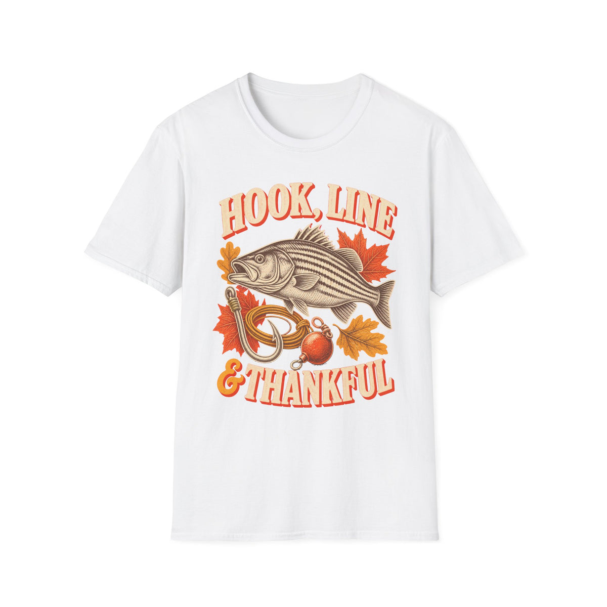 Hook, Line & Thankful Fishing Thanksgiving T-Shirt