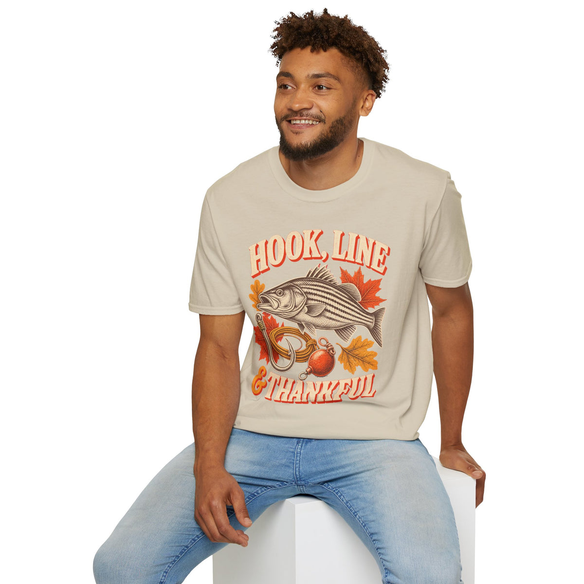 Hook, Line & Thankful Fishing Thanksgiving T-Shirt