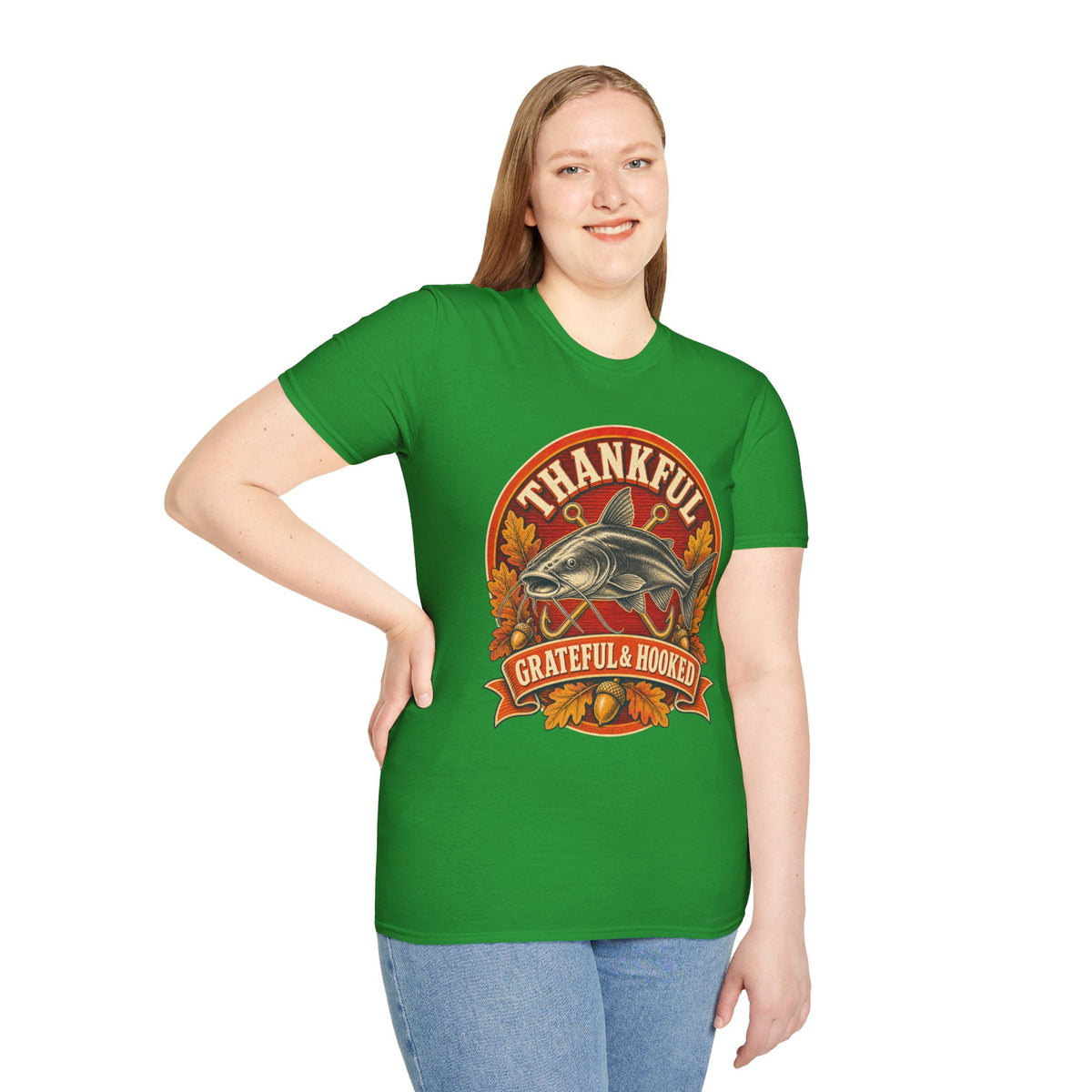 Thankful Grateful & Hooked Fishing T-Shirt