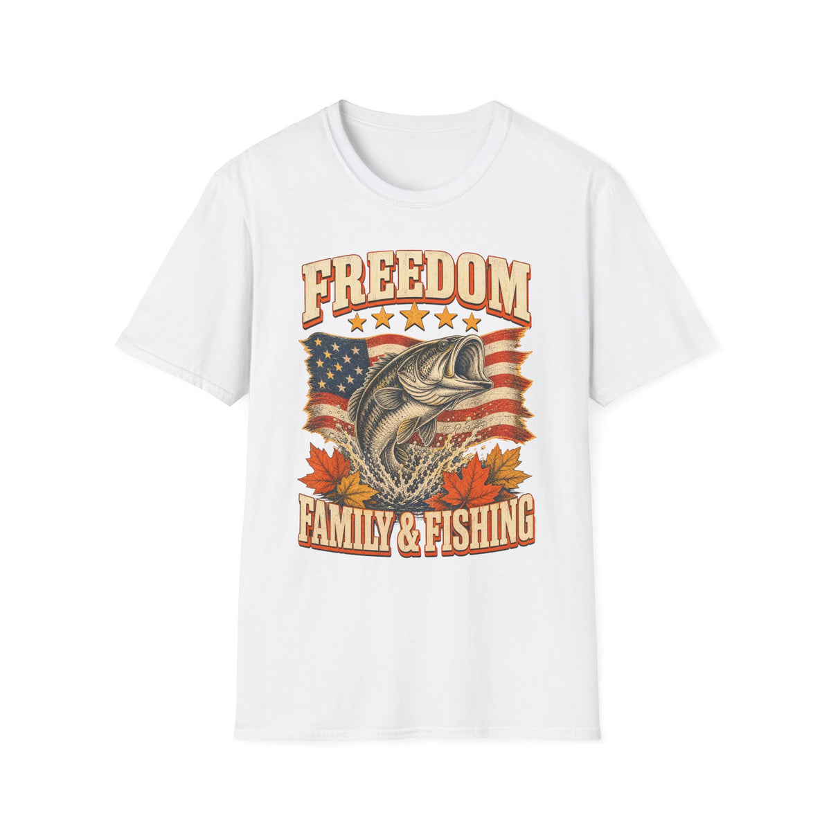 Freedom Family & Fishing American Flag T-Shirt