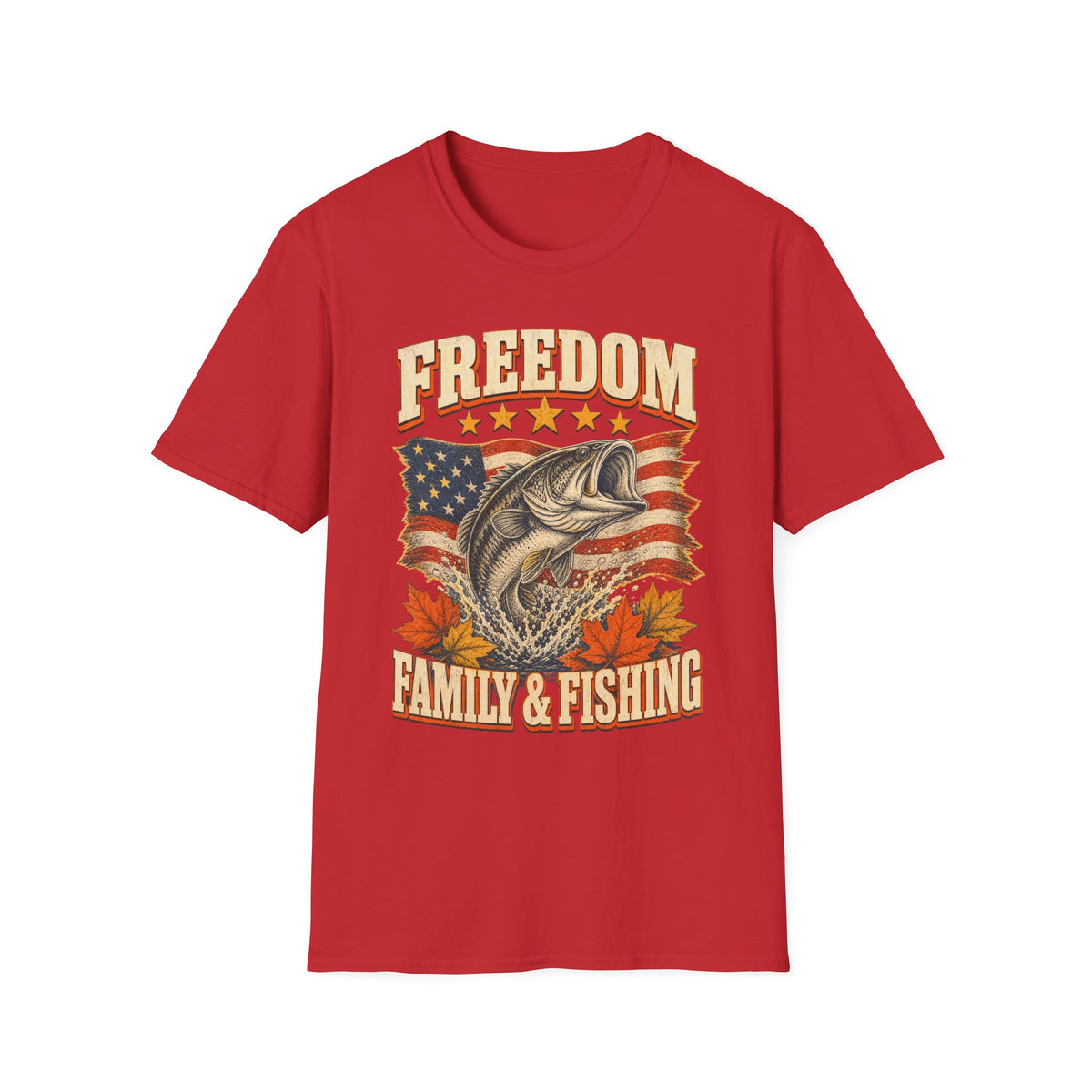 Freedom Family & Fishing American Flag T-Shirt