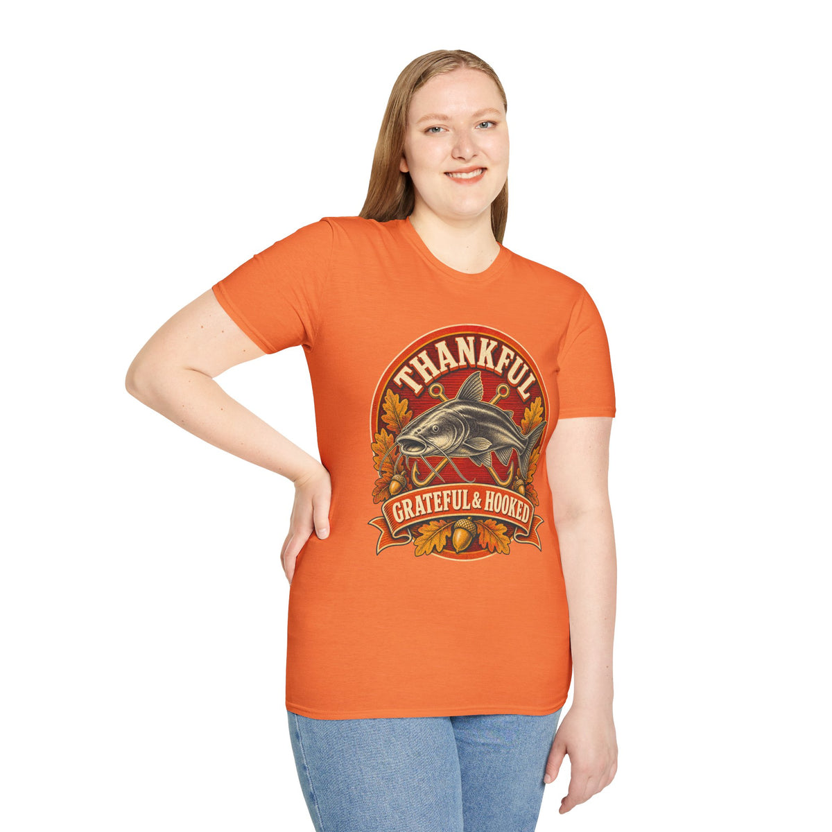 Thankful Grateful & Hooked Fishing T-Shirt