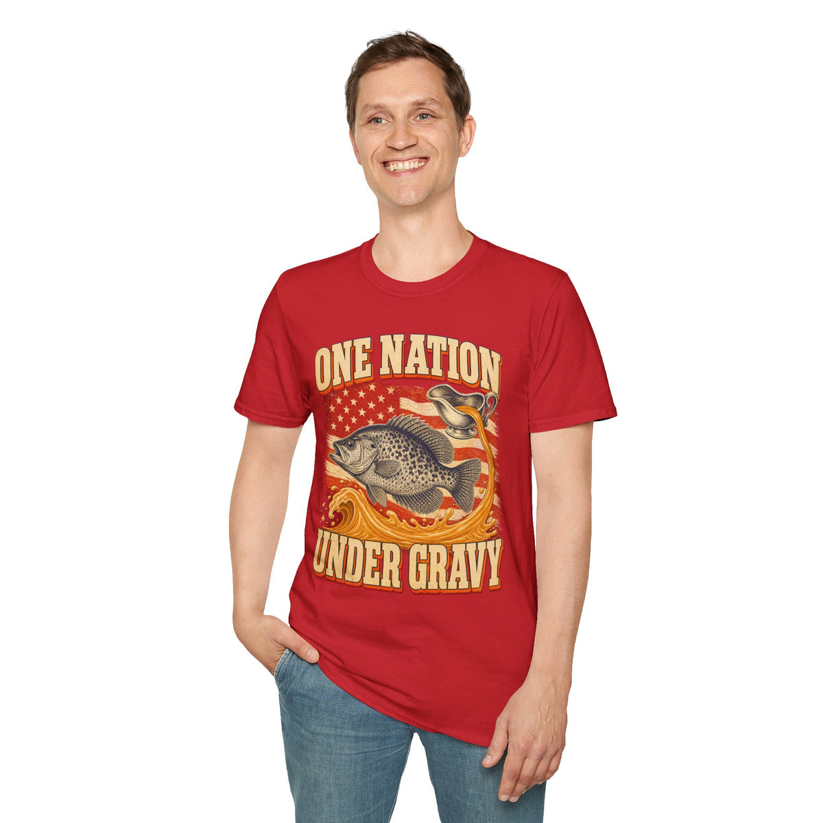One Nation Under Gravy Funny Fish Thanksgiving T-Shirt