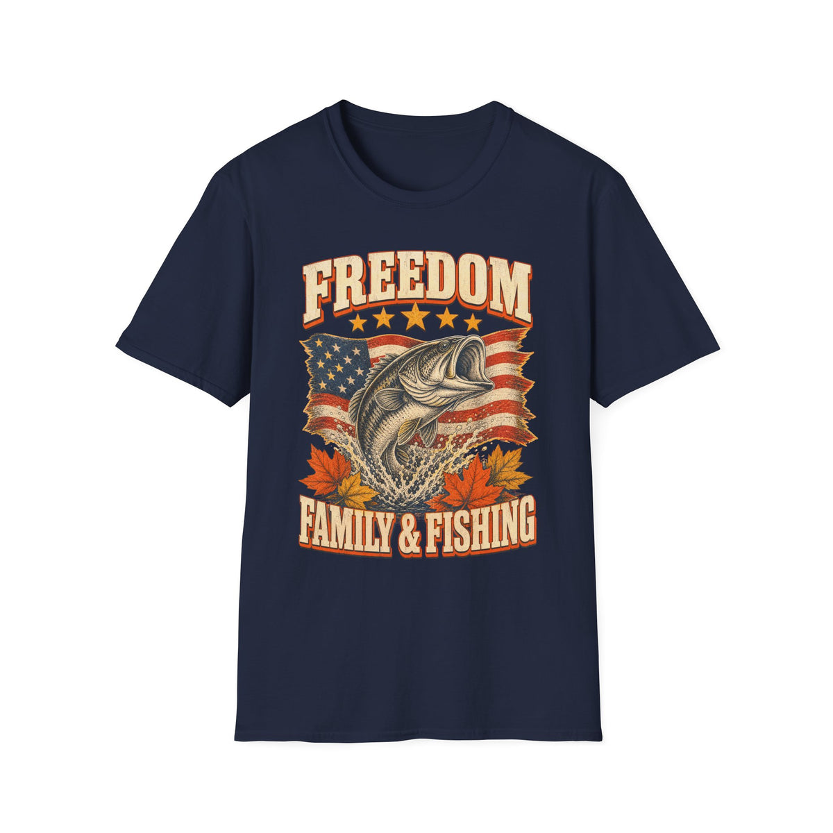 Freedom Family & Fishing American Flag T-Shirt