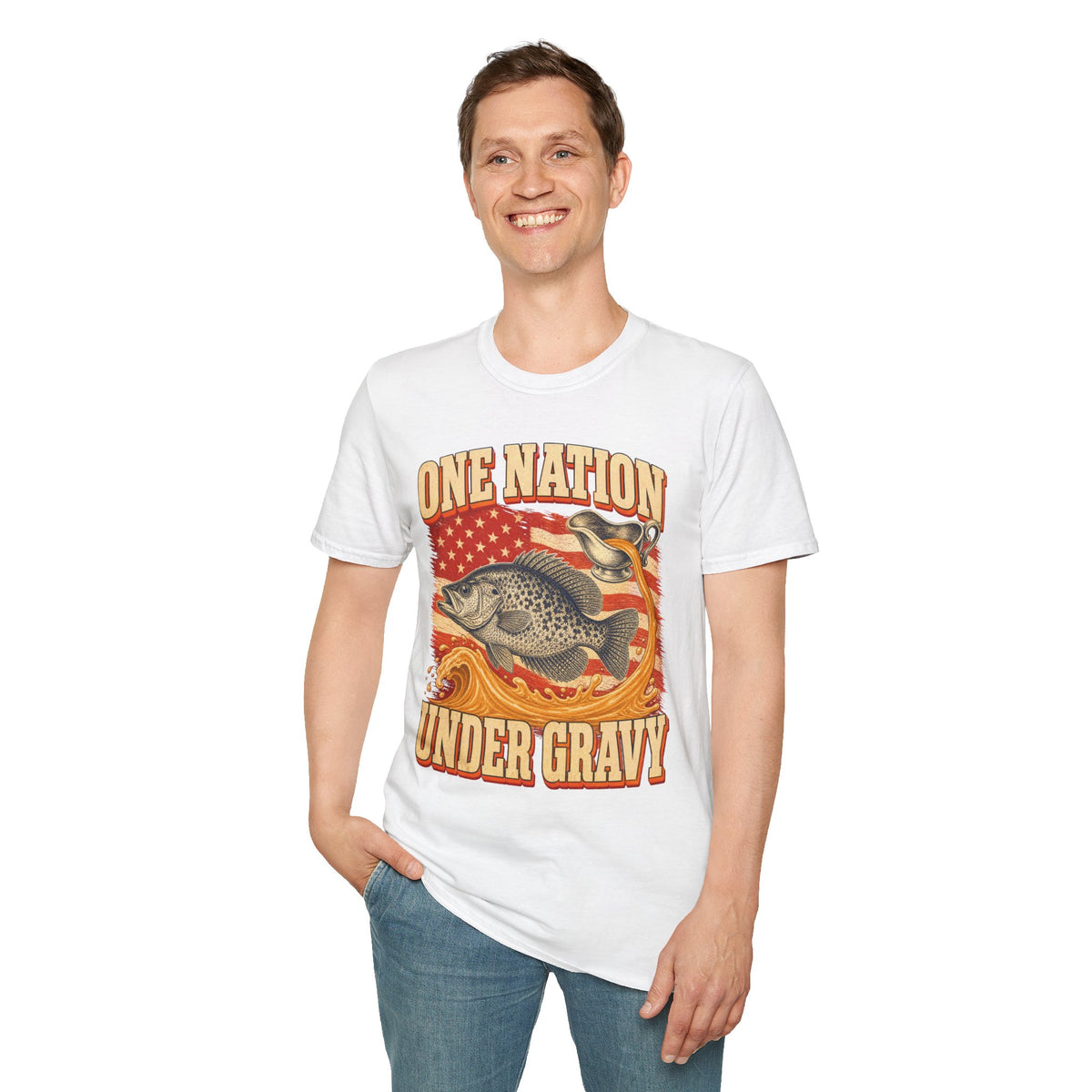 One Nation Under Gravy Funny Fish Thanksgiving T-Shirt