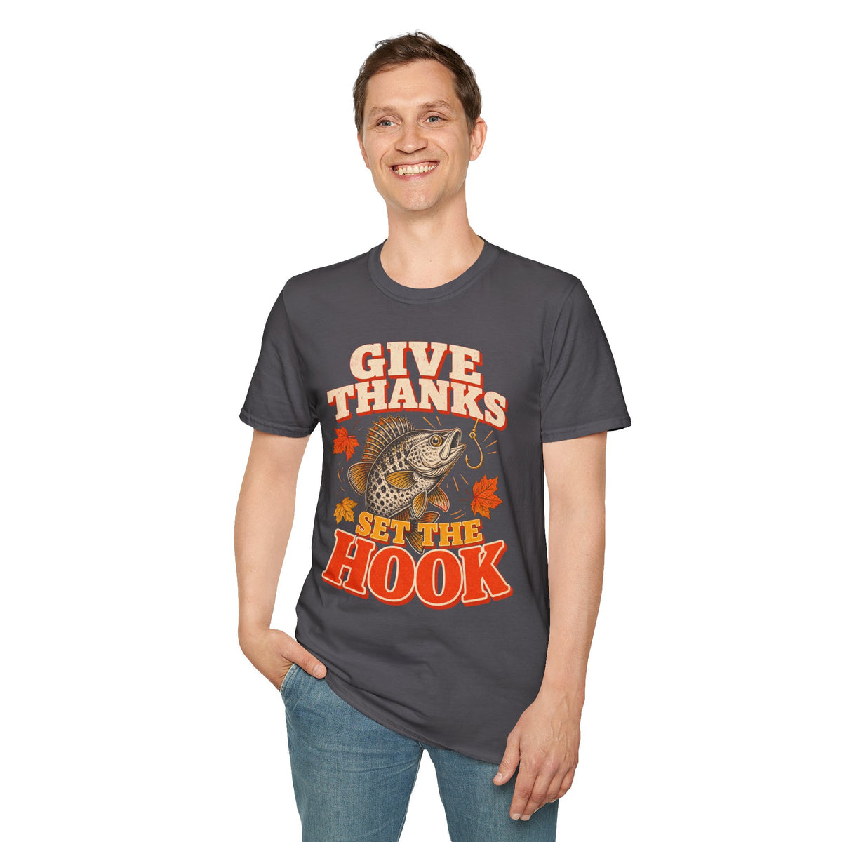 Give Thanks, Set the Hook Thanksgiving Fishing T-Shirt