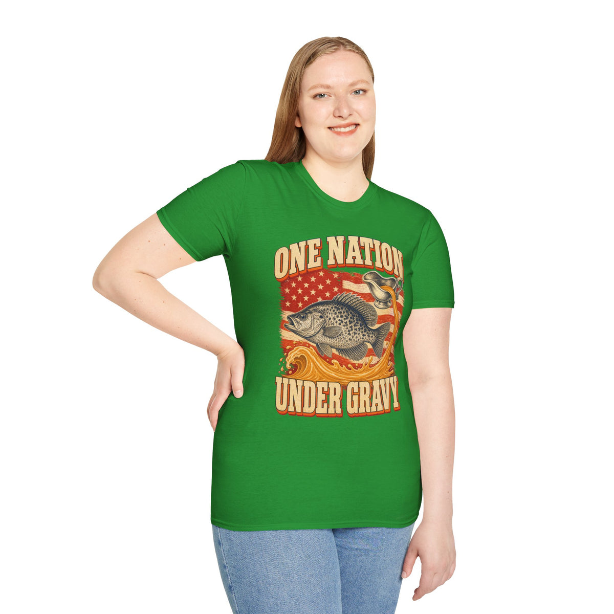 One Nation Under Gravy Funny Fish Thanksgiving T-Shirt