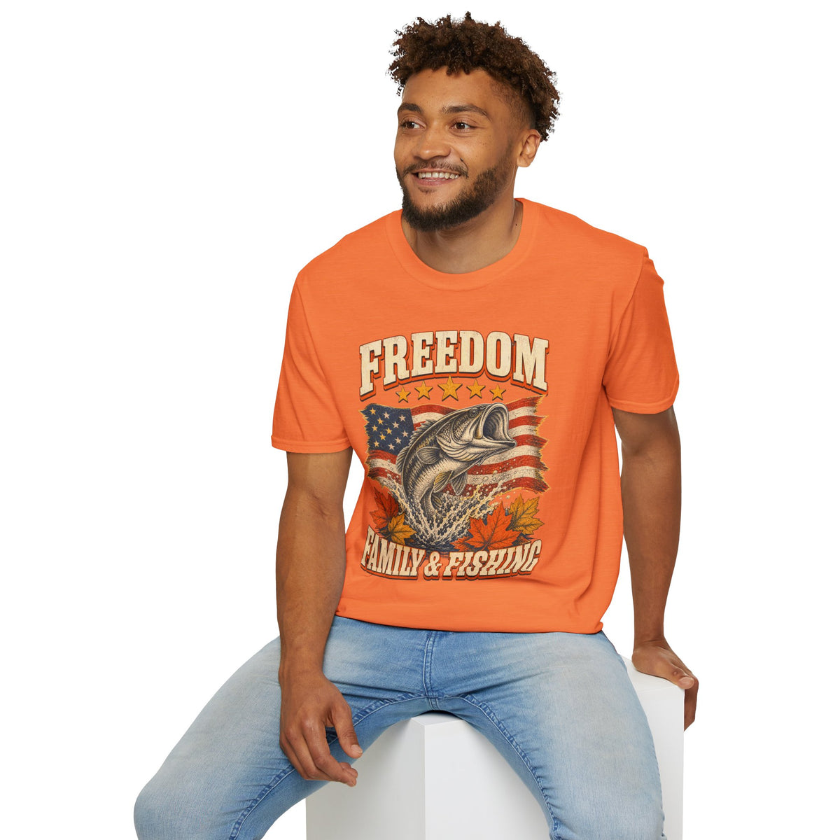 Freedom Family & Fishing American Flag T-Shirt