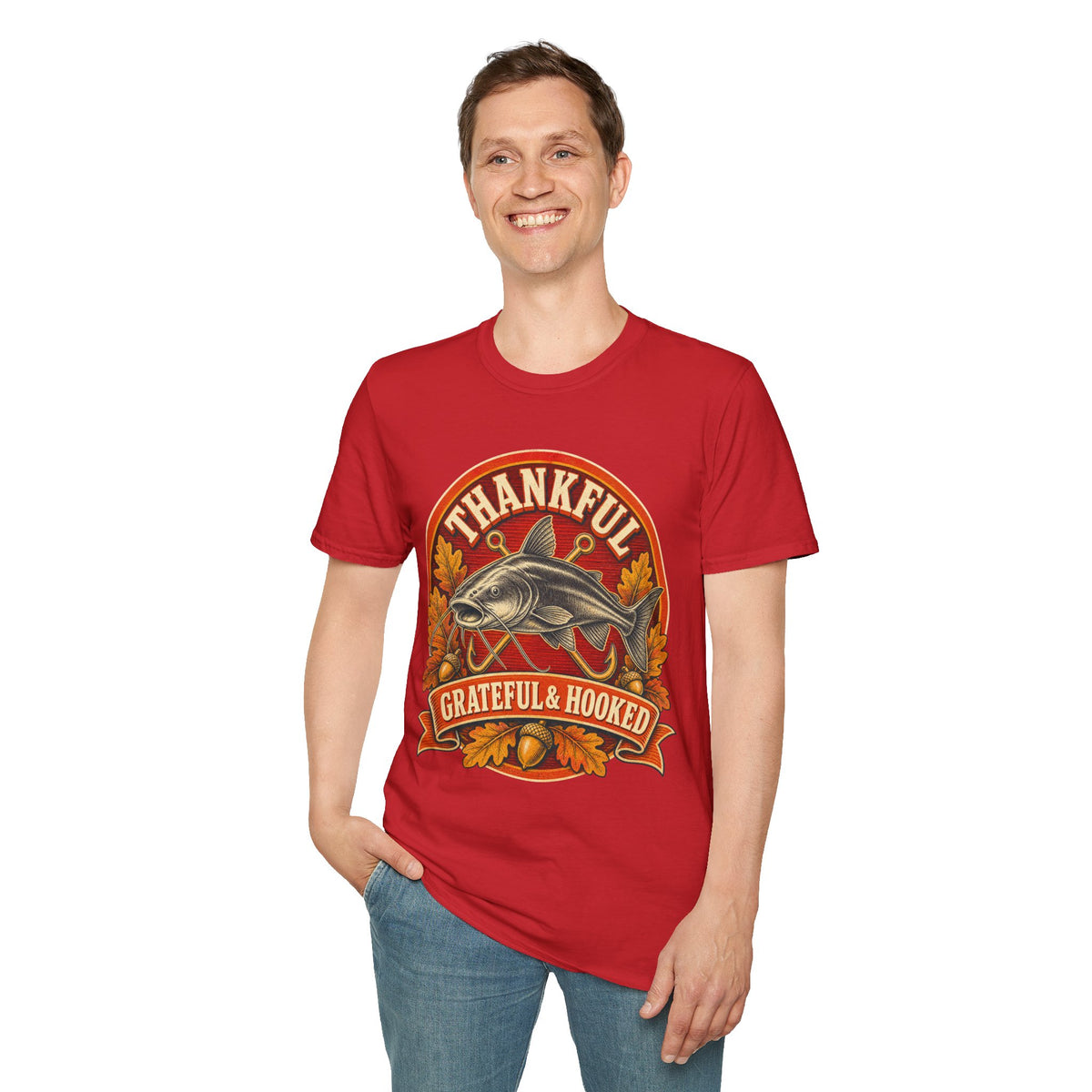 Thankful Grateful & Hooked Fishing T-Shirt