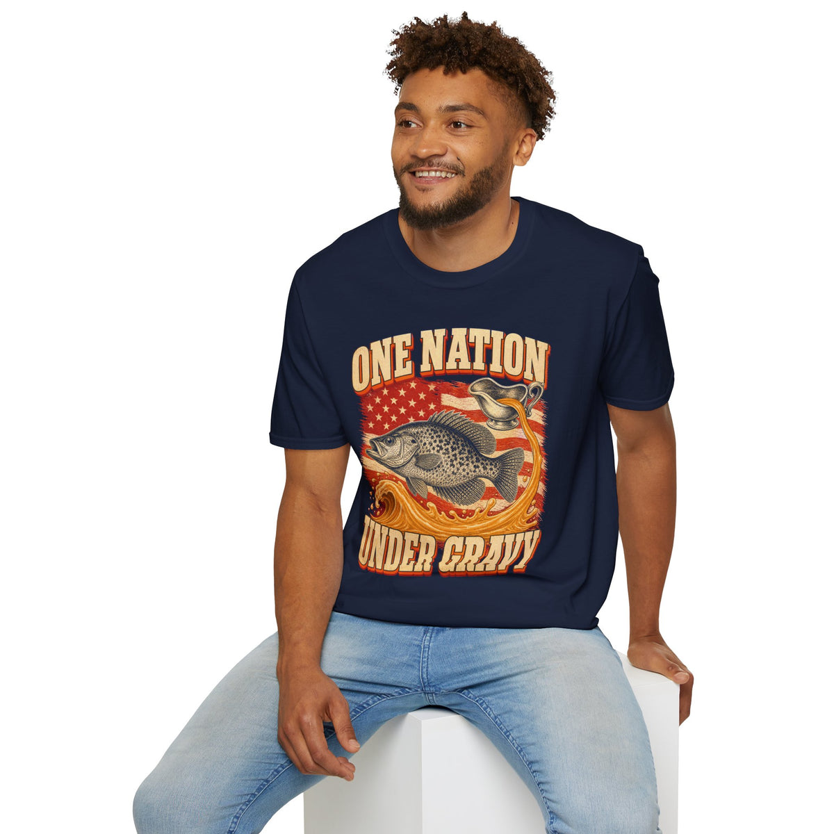 One Nation Under Gravy Funny Fish Thanksgiving T-Shirt
