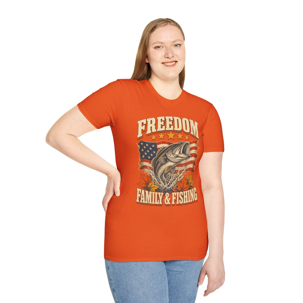 Freedom Family & Fishing American Flag T-Shirt