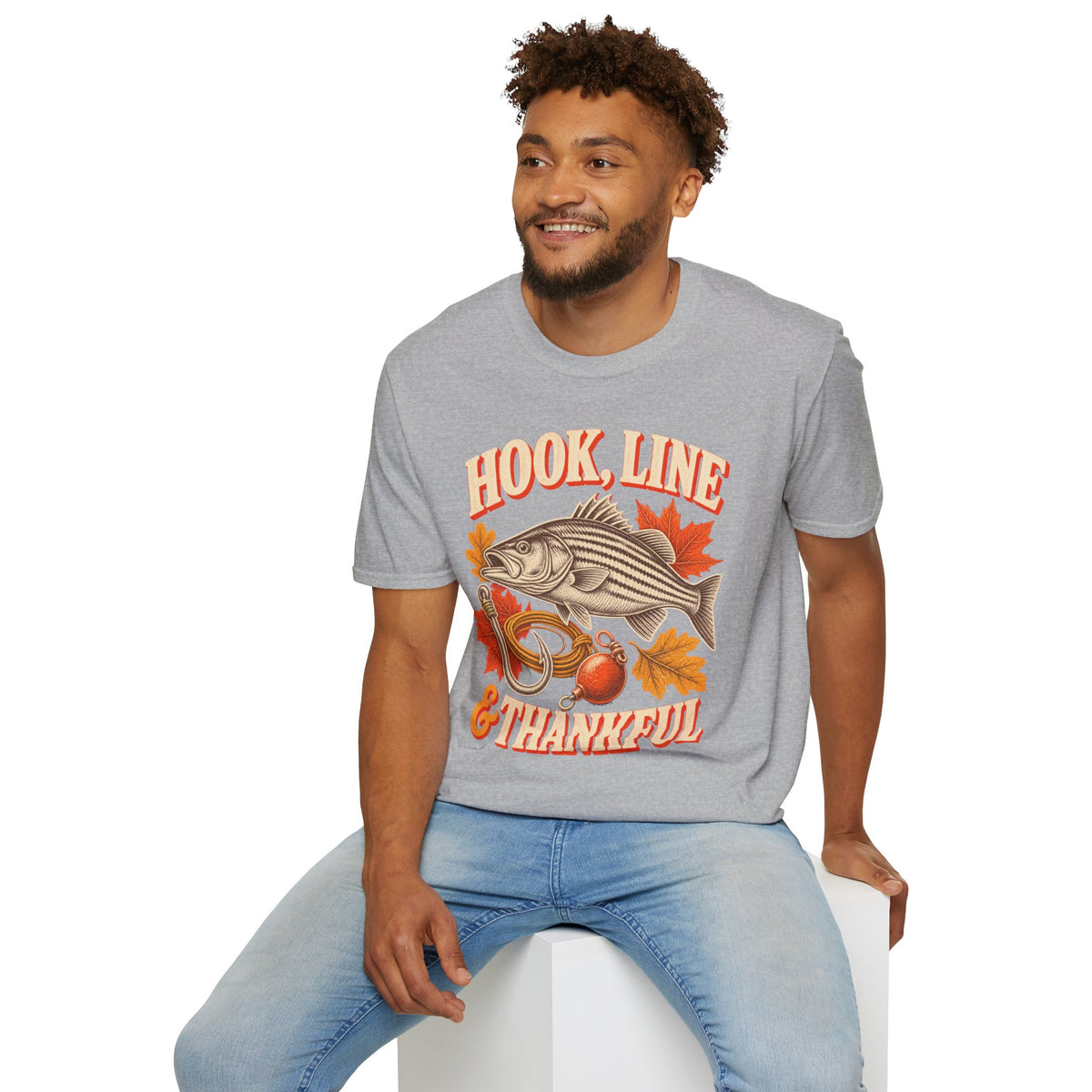 Hook, Line & Thankful Fishing Thanksgiving T-Shirt