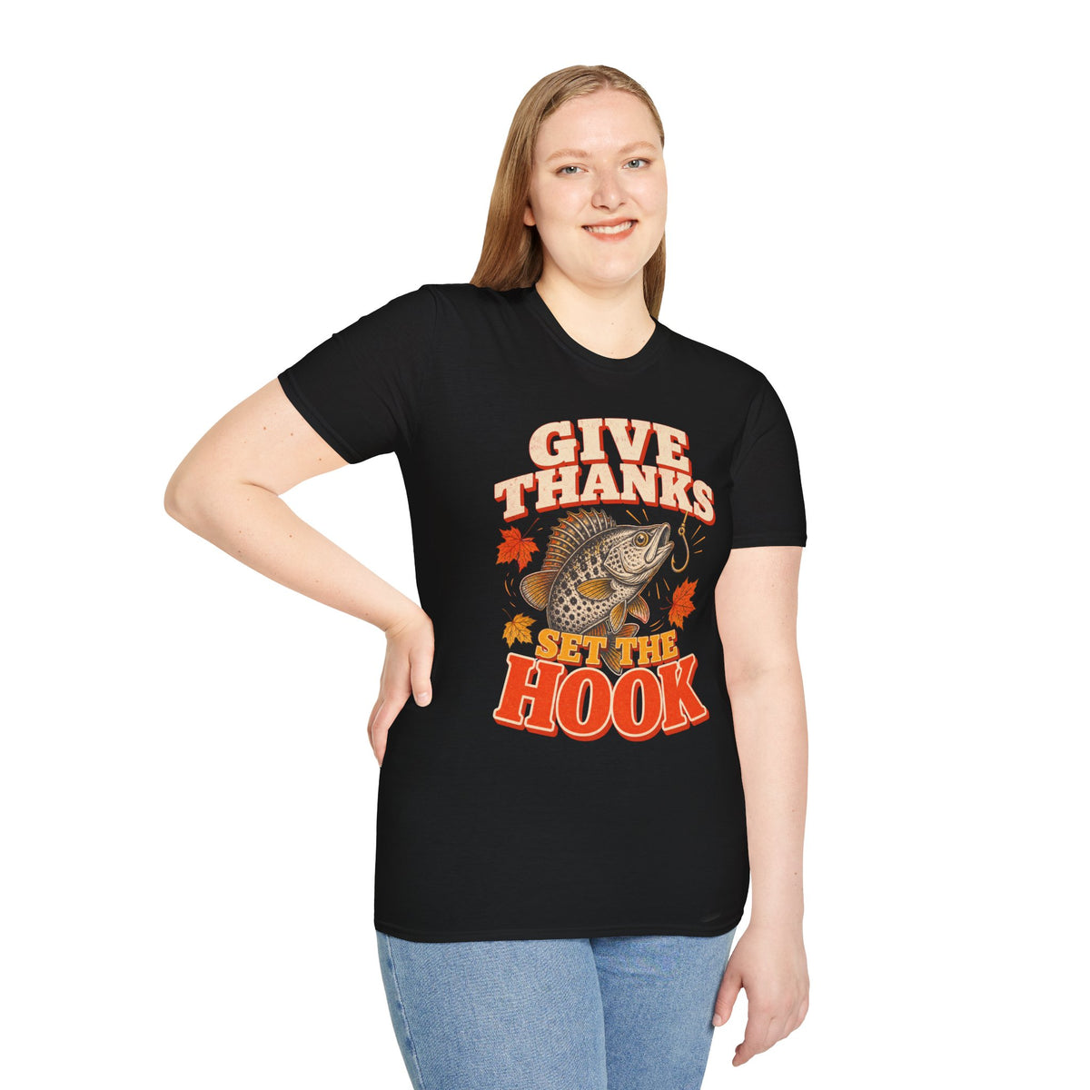 Give Thanks, Set the Hook Thanksgiving Fishing T-Shirt