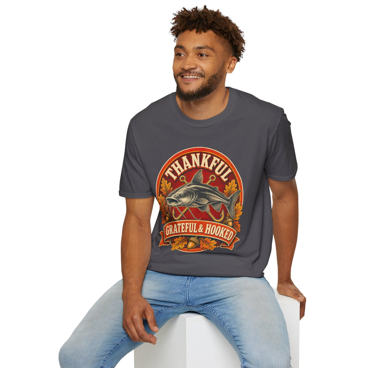 Thankful Grateful & Hooked Fishing T-Shirt