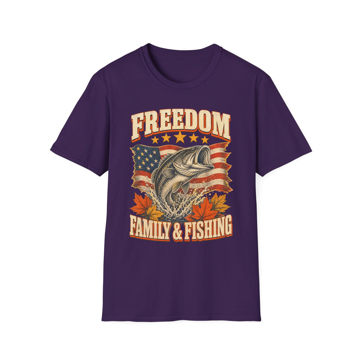 Freedom Family & Fishing American Flag T-Shirt