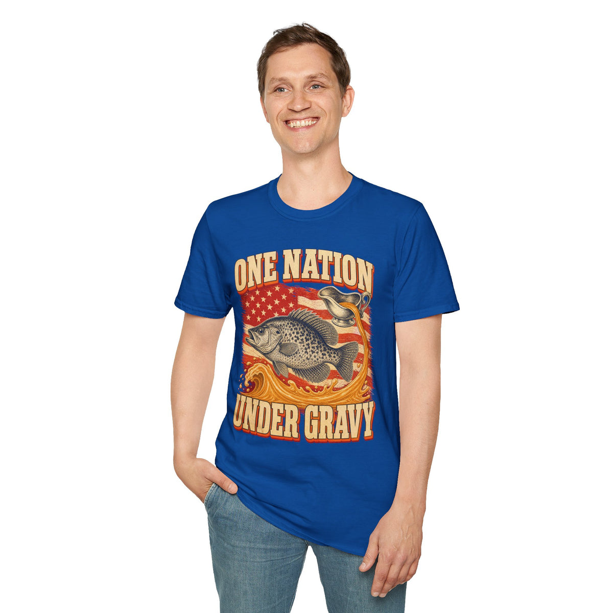 One Nation Under Gravy Funny Fish Thanksgiving T-Shirt