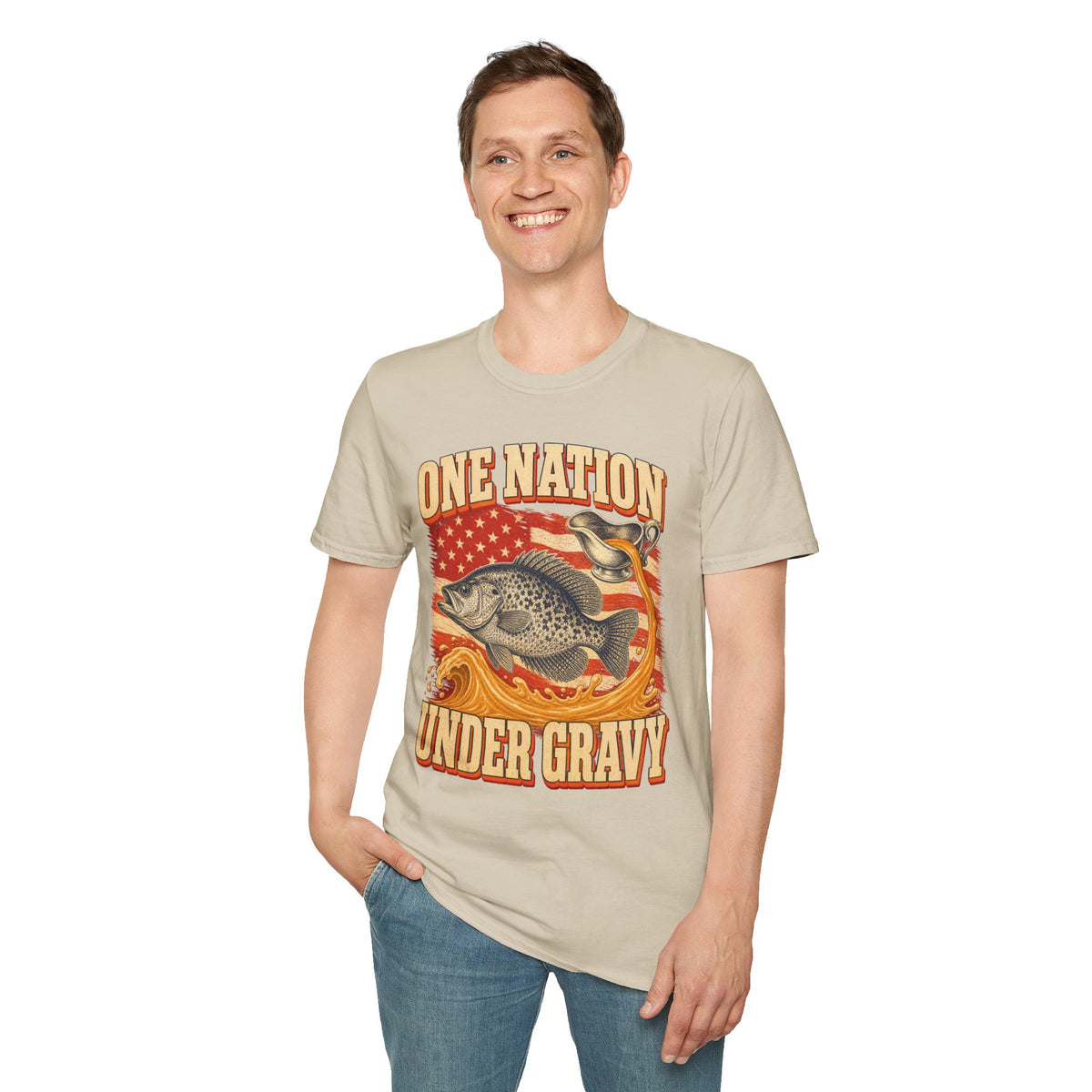 One Nation Under Gravy Funny Fish Thanksgiving T-Shirt
