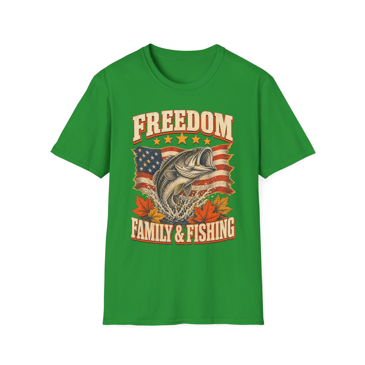 Freedom Family & Fishing American Flag T-Shirt