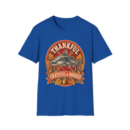 Thankful Grateful & Hooked Fishing T-Shirt