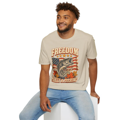 Freedom Family & Fishing American Flag T-Shirt