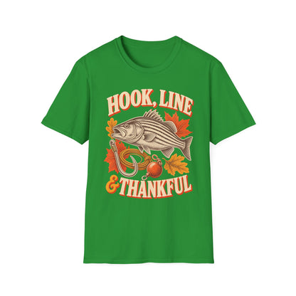 Hook, Line & Thankful Fishing Thanksgiving T-Shirt