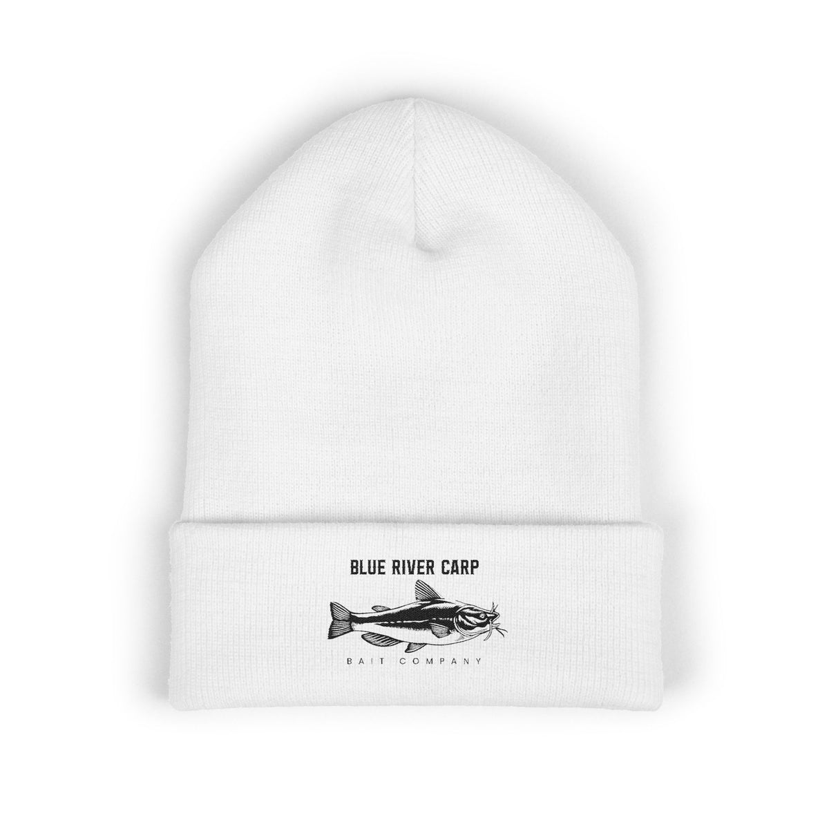 Blue River Carp Fishing Embroidered Cuffed Beanie (BK Thread)