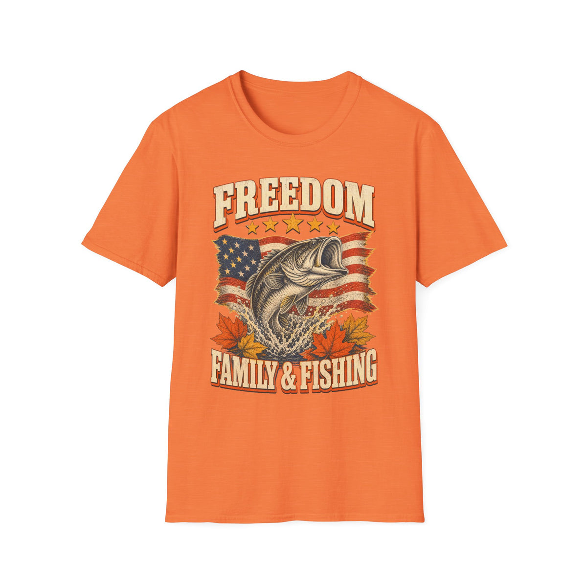 Freedom Family & Fishing American Flag T-Shirt