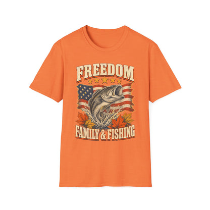 Freedom Family & Fishing American Flag T-Shirt