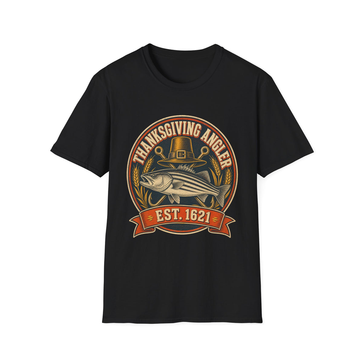 Thanksgiving Angler Est. 1621 Fishing T-Shirt