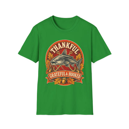 Thankful Grateful & Hooked Fishing T-Shirt