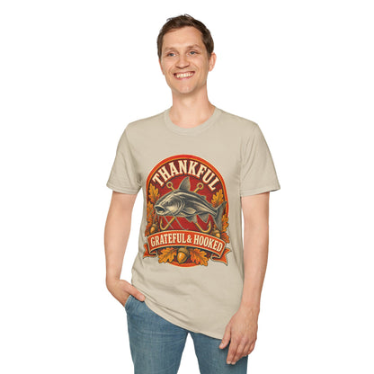 Thankful Grateful & Hooked Fishing T-Shirt