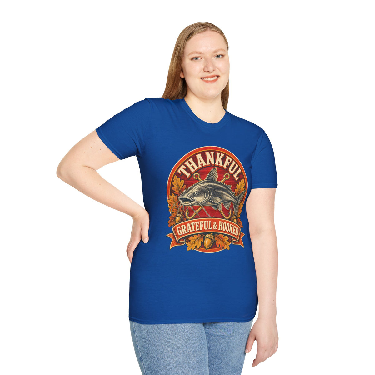 Thankful Grateful & Hooked Fishing T-Shirt