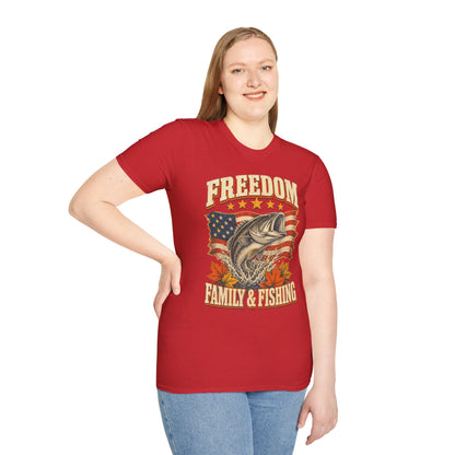 Freedom Family & Fishing American Flag T-Shirt