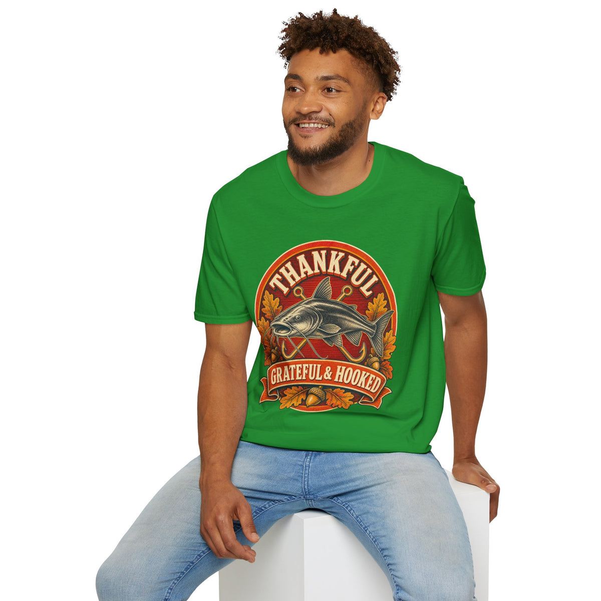 Thankful Grateful & Hooked Fishing T-Shirt