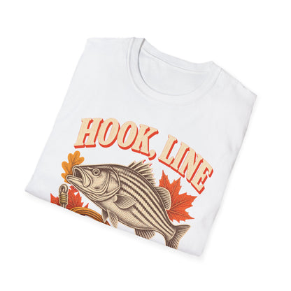 Hook, Line & Thankful Fishing Thanksgiving T-Shirt