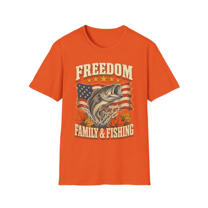 Freedom Family & Fishing American Flag T-Shirt