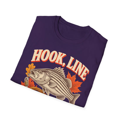 Hook, Line & Thankful Fishing Thanksgiving T-Shirt