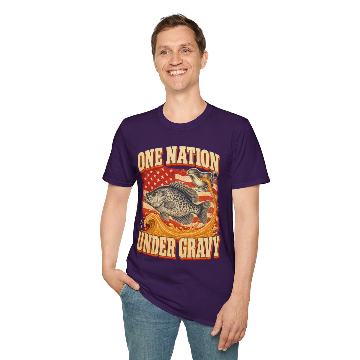 One Nation Under Gravy Funny Fish Thanksgiving T-Shirt